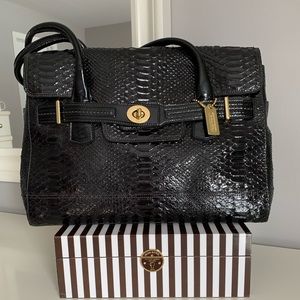 Coach Black Python Embossed Bag